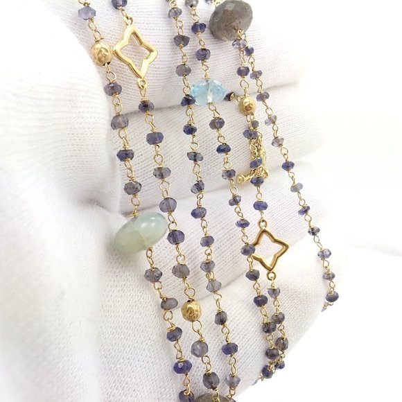 David Yurman Quatrefoil 18k Yellow Gold 46" Long Chain Bead Toggle Necklace - Picture 10 of 12